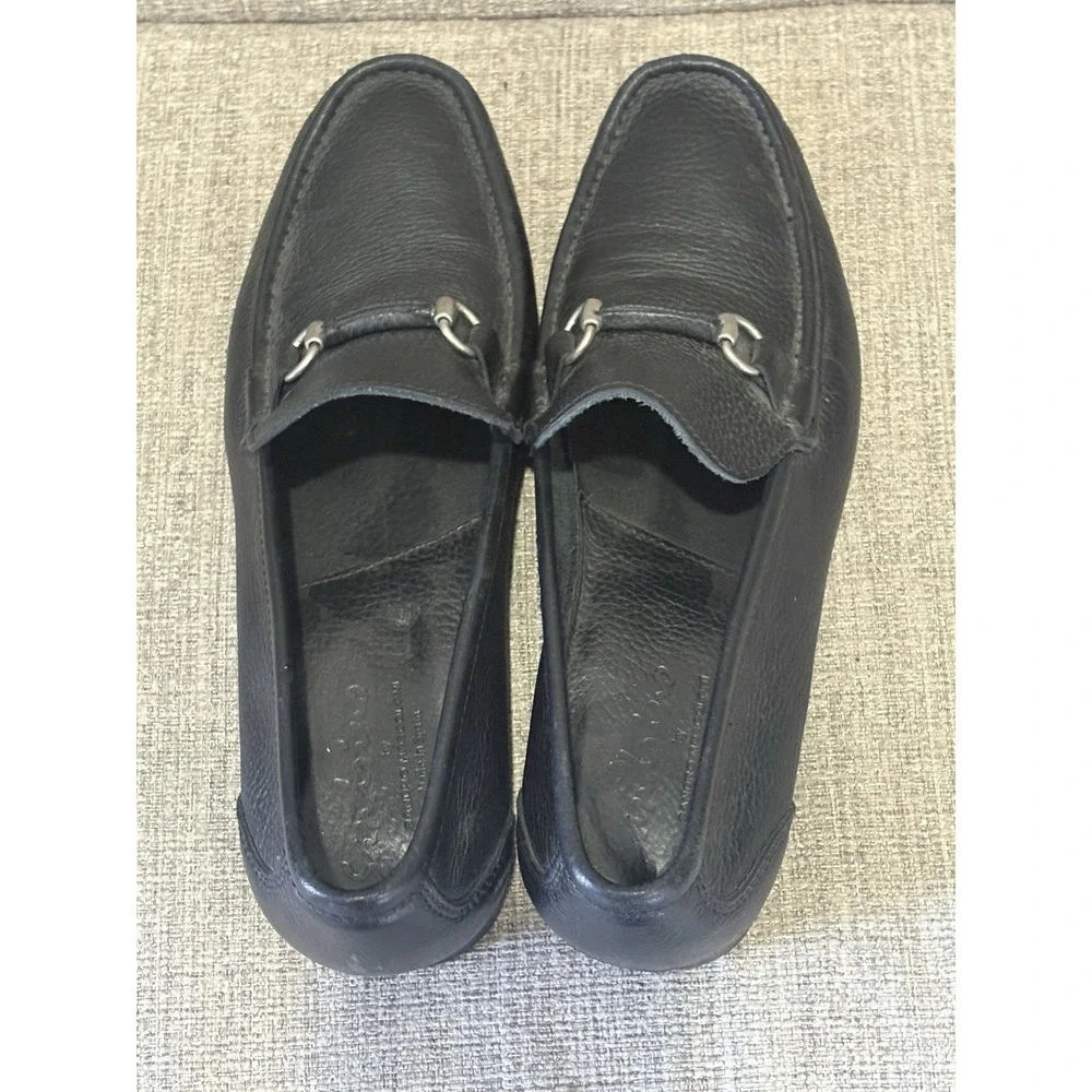Sandrino By Sandro Moscoloni Malibu Leather Horsebit Loafers Pebbled Black 11.5D